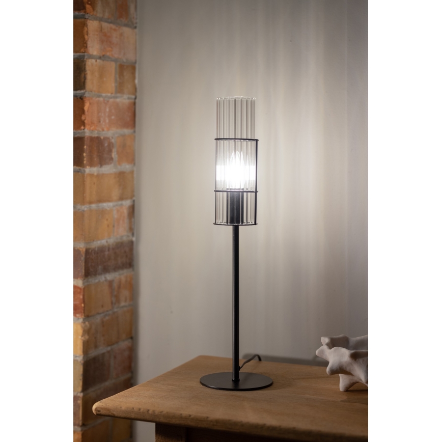 Markslöjd 108555 - Pöytävalaisin TUBO 1xE14/40W/230V 50 cm musta/clear