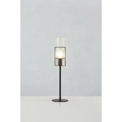Markslöjd 108555 - Pöytävalaisin TUBO 1xE14/40W/230V 50 cm musta/clear
