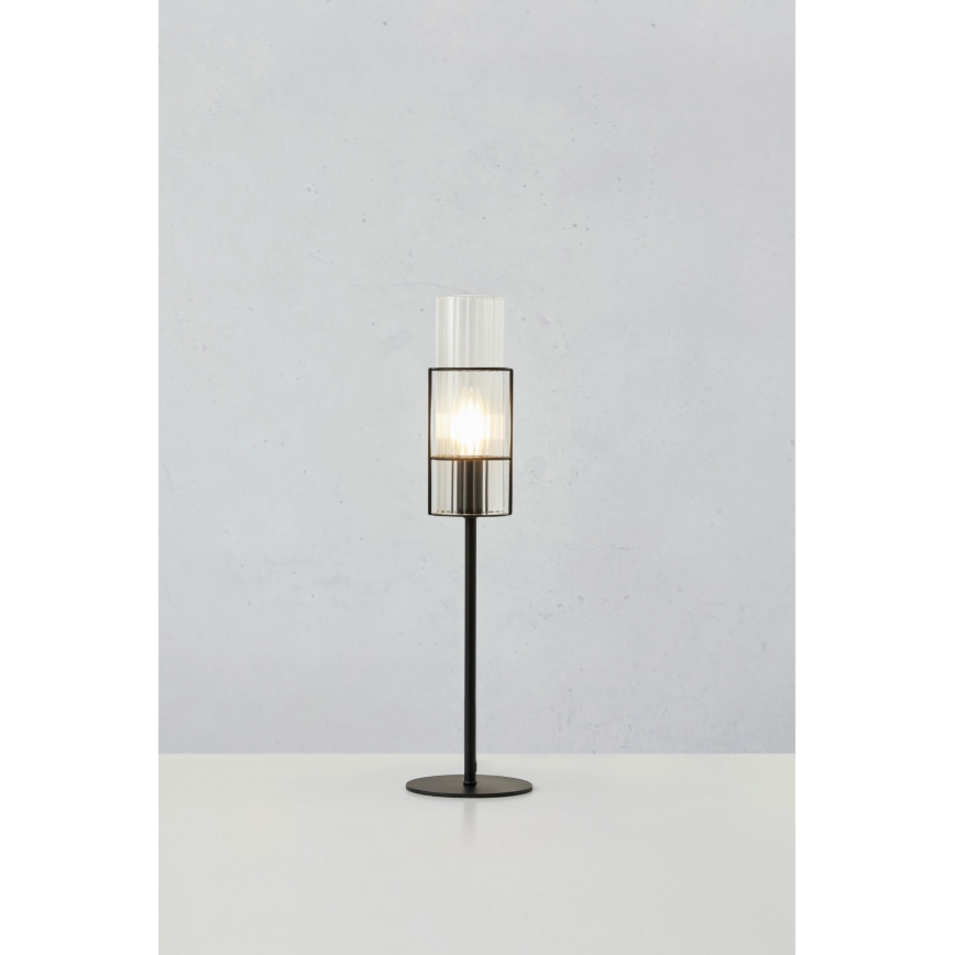 Markslöjd 108555 - Pöytävalaisin TUBO 1xE14/40W/230V 50 cm musta/clear