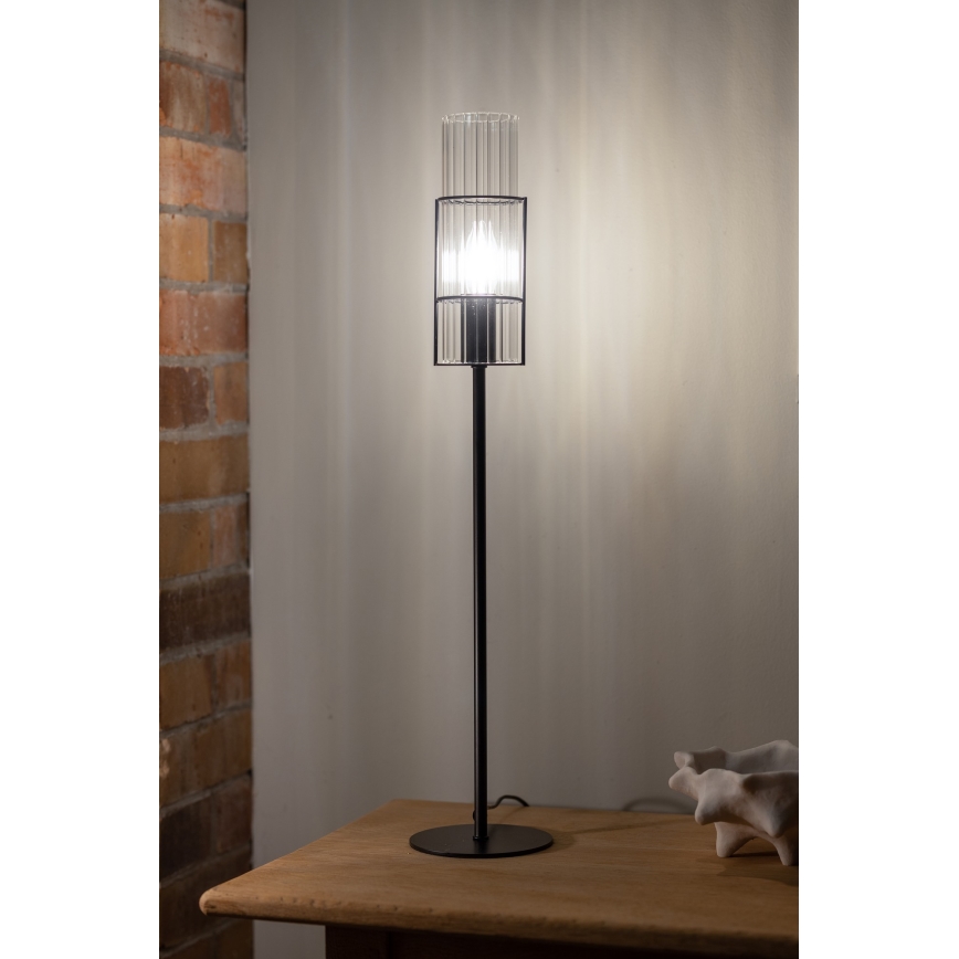 Markslöjd 108556 - Pöytävalaisin TUBO 1xE14/40W/230V 65 cm musta/clear