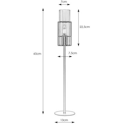 Markslöjd 108558 - Pöytävalaisin TUBO 1xE14/40W/230V 65 cm kiiltävä kromi/clear