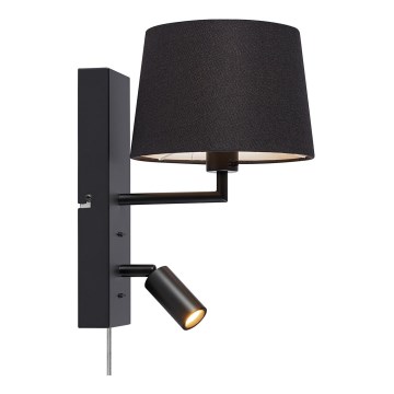 Markslöjd 108595 - LED-seinävalaisin USB:llä COMO 1xE14/40W/230V + LED/3W musta