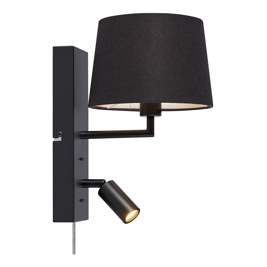Markslöjd 108595 - LED-seinävalaisin USB:llä COMO 1xE14/40W/230V + LED/3W musta