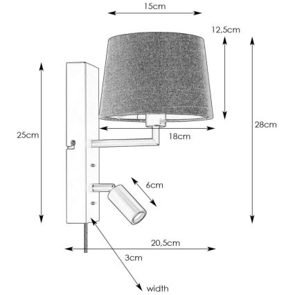 Markslöjd 108595 - LED-seinävalaisin USB:llä COMO 1xE14/40W/230V + LED/3W musta
