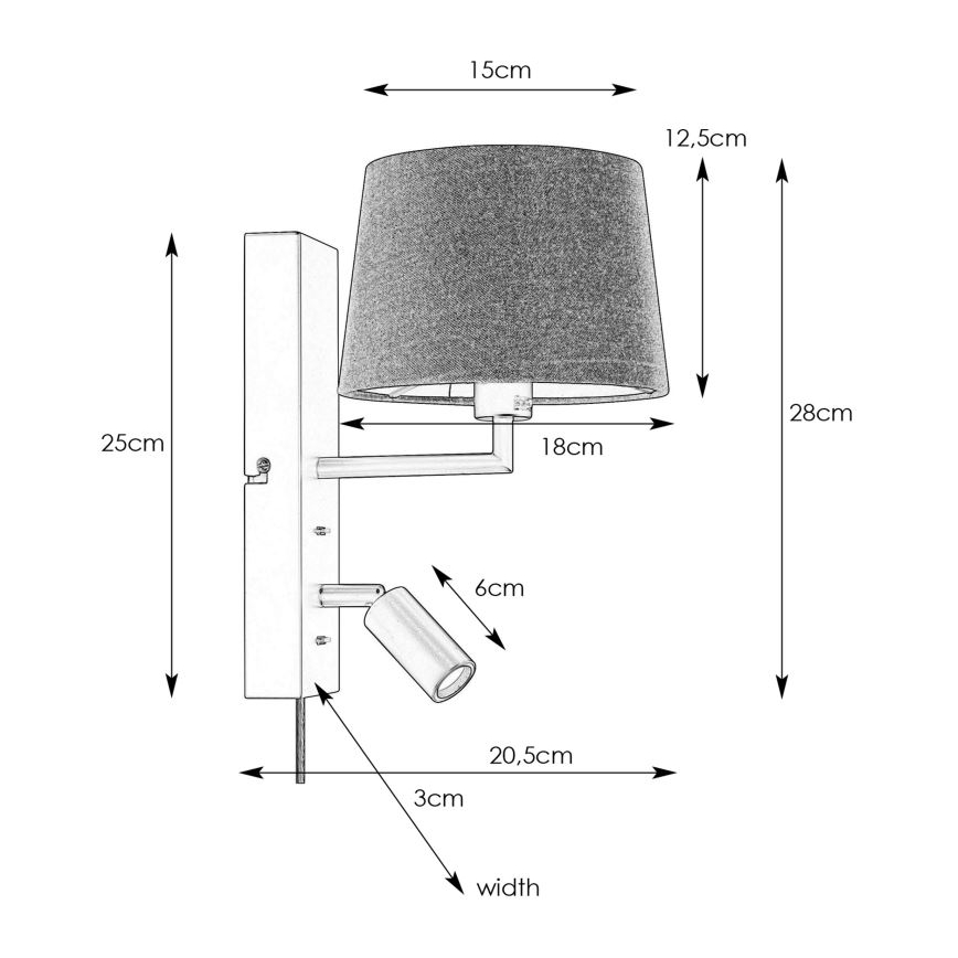 Markslöjd 108595 - LED-seinävalaisin USB:llä COMO 1xE14/40W/230V + LED/3W musta