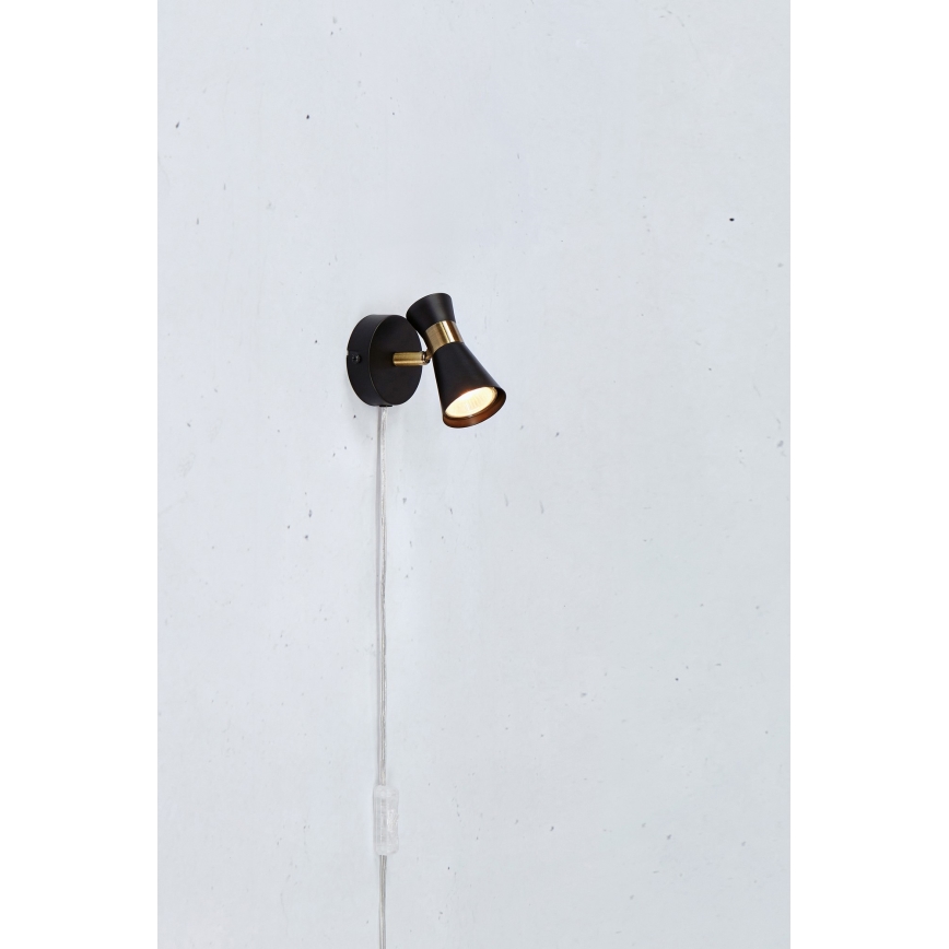 Markslöjd 108625 - Seinäkohdevalo FOLIE 1xGU10/7W/230V musta/messinki