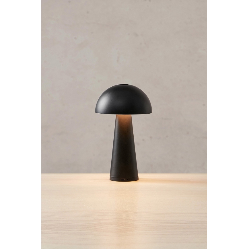 Markslöjd 108655 - LED Himmennettävä ladattava lamppu FUNGI LED/1,5W/5V IP44 musta