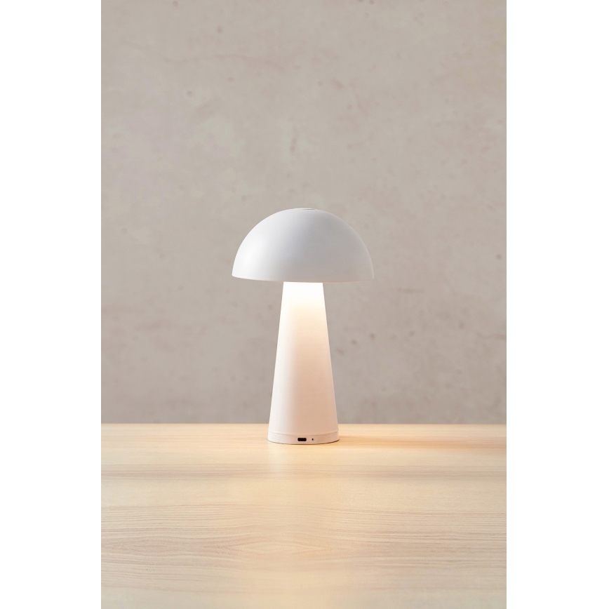 Markslöjd 108656 - LED Himmennettävä ladattava lamppu FUNGI LED/1,5W/5V IP44 valkoinen