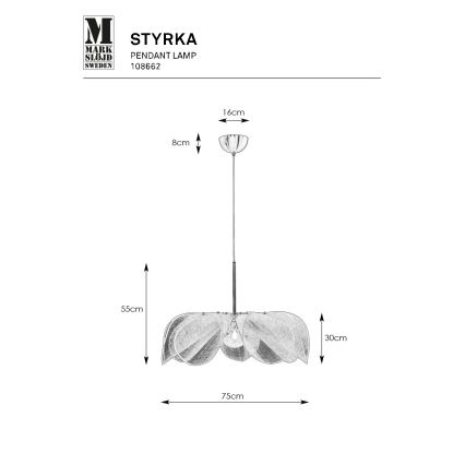 Markslöjd 108662 - Kattokruunu johdossa STYRKA 1xE27/40W/230V halkaisija 75 cm musta
