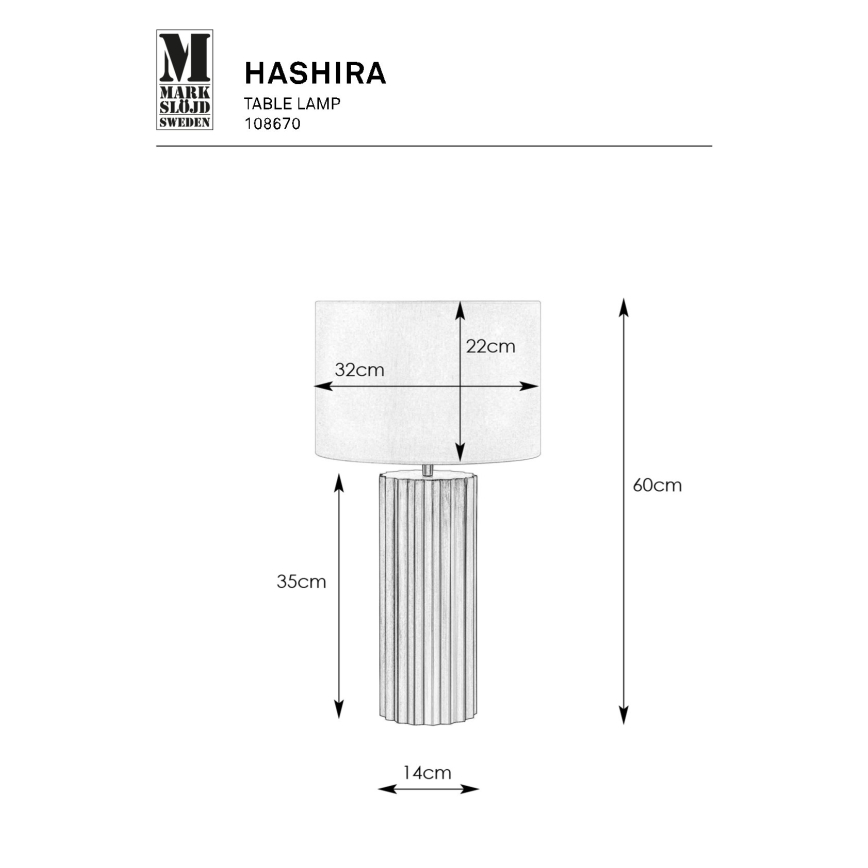 Markslöjd 108670 - Pöytävalaisin HASHIRA 1xE27/40W/230V valkoinen/musta