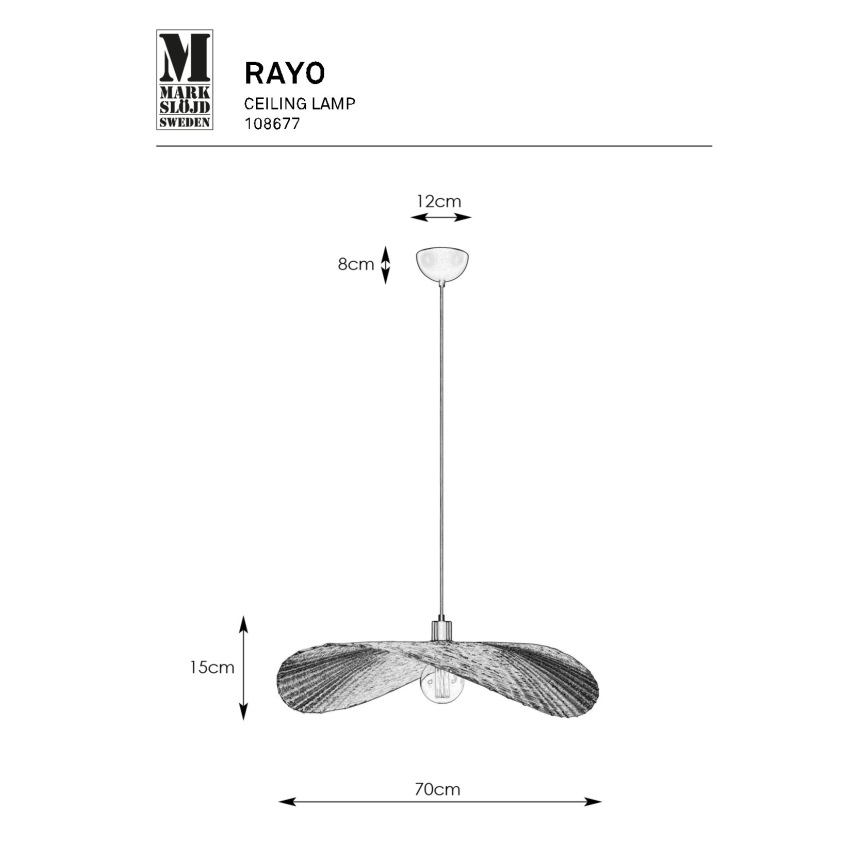 Markslöjd 108677 - Kattokruunu johdossa RAYO 1xE27/40W/230V beige/bambu