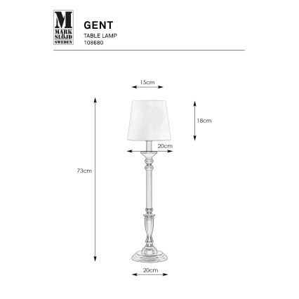 Markslöjd 108680 - Pöytävalaisin GENT 1xE27/40W/230V mattakromi/musta/valkoinen