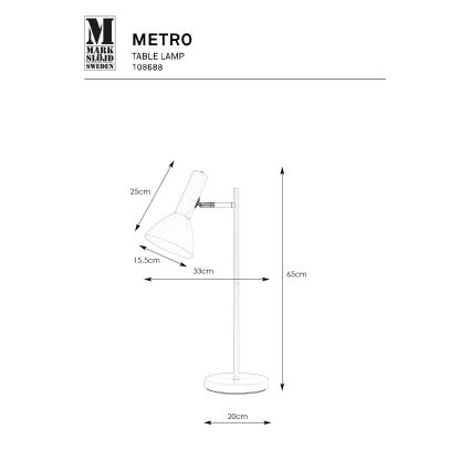 Markslöjd 108688 - Pöytävalaisin METRO 1xE27/40W/230V valkoinen