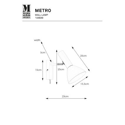 Markslöjd 108689 - Seinävalaisin METRO 1xE27/40W/230V valkoinen