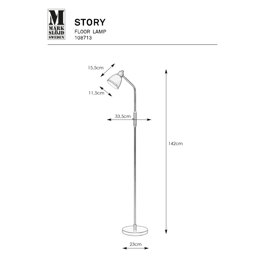 Markslöjd 108713 - Lattialamppu STORY 1xE14/40W/230V musta
