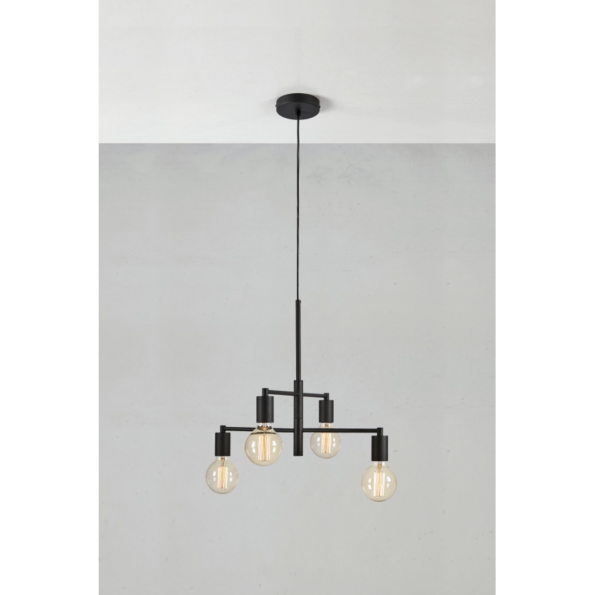 Markslöjd 108716 - Kattokruunu johdossa CIELO 4xE27/40W/230V musta
