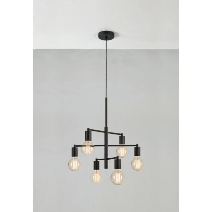 Markslöjd 108717 - Kattokruunu johdossa CIELO 6xE27/40W/230V musta