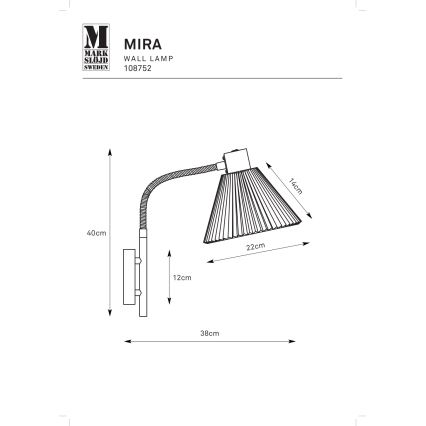 Markslöjd 108752 - Seinävalaisin MIRA 1xE14/40W/230V musta/valkoinen
