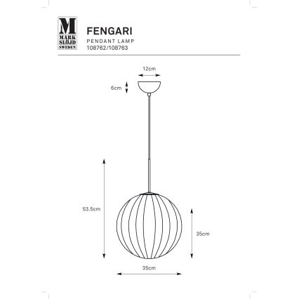 Markslöjd 108763 - Kattokruunu johdossa FENGARI 1xE14/40W/230V beige