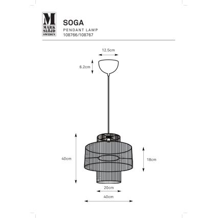Markslöjd 108766 - Kattokruunu johdossa SOGA 1xE27/40W/230V musta