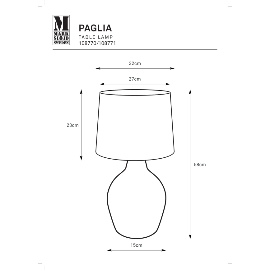 Markslöjd 108771 - Pöytävalaisin PAGLIA 1xE27/40W/230V valkoinen/rottinki
