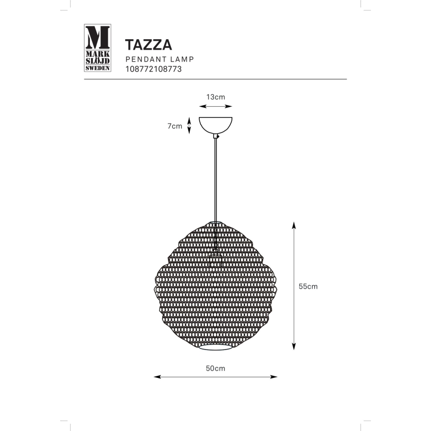 Markslöjd 108772 - Kattokruunu johdossa TAZZA 1xE27/40W/230V musta