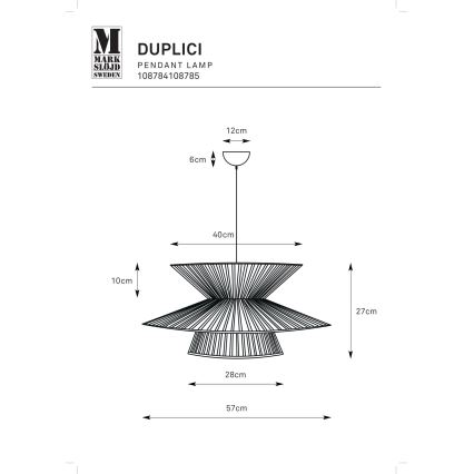 Markslöjd 108784 - Kattokruunu johdossa DUPLICI 1xE27/40W/230V musta/bambu