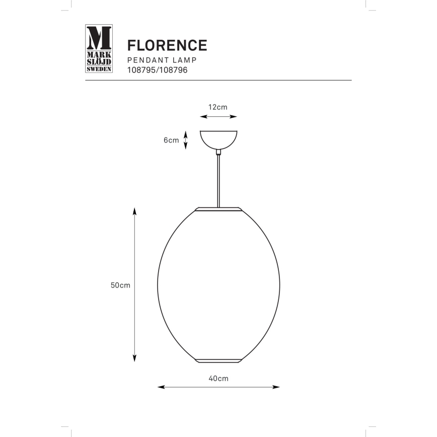 Markslöjd 108795 - Kattokruunu johdossa FLORENCE 1xE27/40W/230V musta