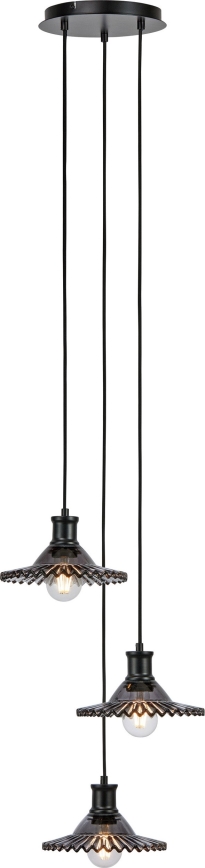 Markslöjd 108853 - Kattokruunu johdossa NOVIA 3xE27/40W/230V musta/savuinen