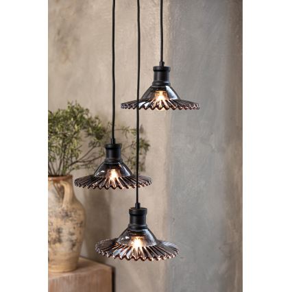 Markslöjd 108853 - Kattokruunu johdossa NOVIA 3xE27/40W/230V musta/savuinen