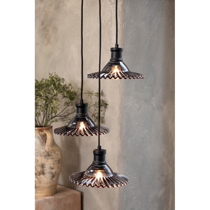 Markslöjd 108853 - Kattokruunu johdossa NOVIA 3xE27/40W/230V musta/savuinen