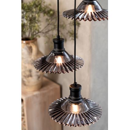 Markslöjd 108853 - Kattokruunu johdossa NOVIA 3xE27/40W/230V musta/savuinen