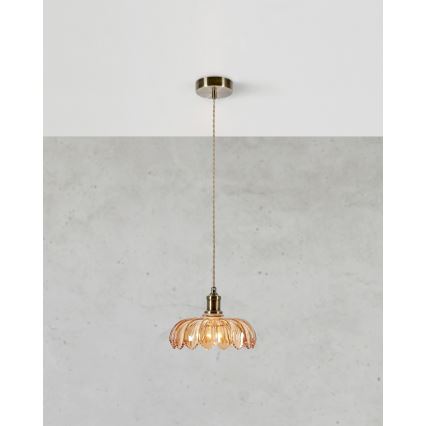 Markslöjd 108858 - Kattokruunu johdossa KURAGE 1xE27/40W/230V messinki/savuinen beige