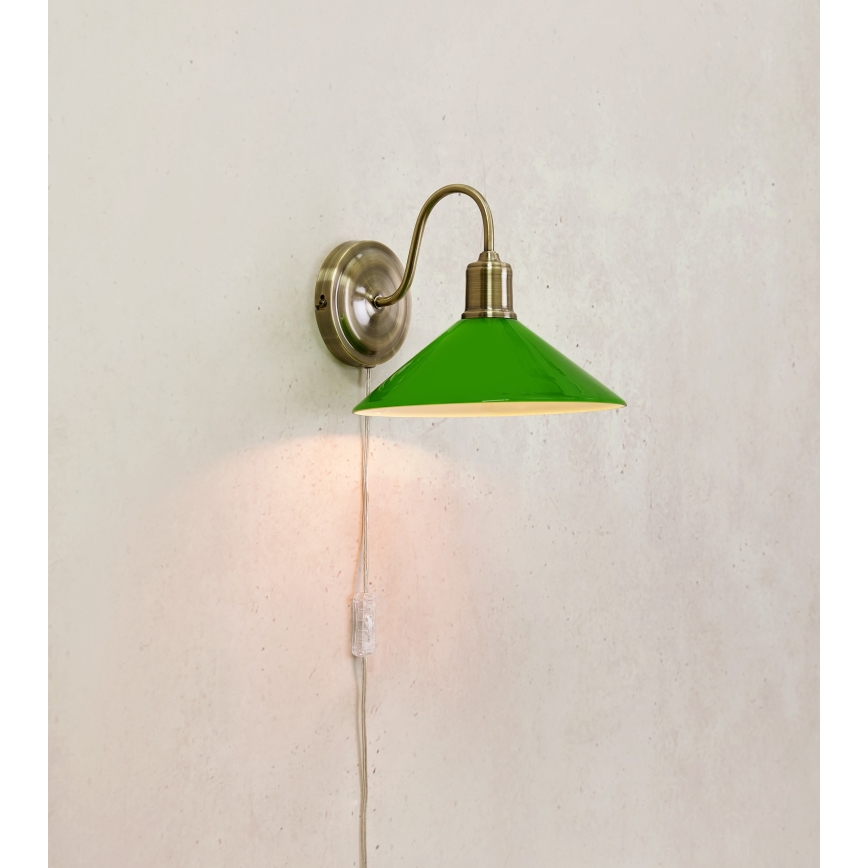 Markslöjd 108866 - Seinävalaisin VELA 1xE27/40W/230V messinki/vihreä