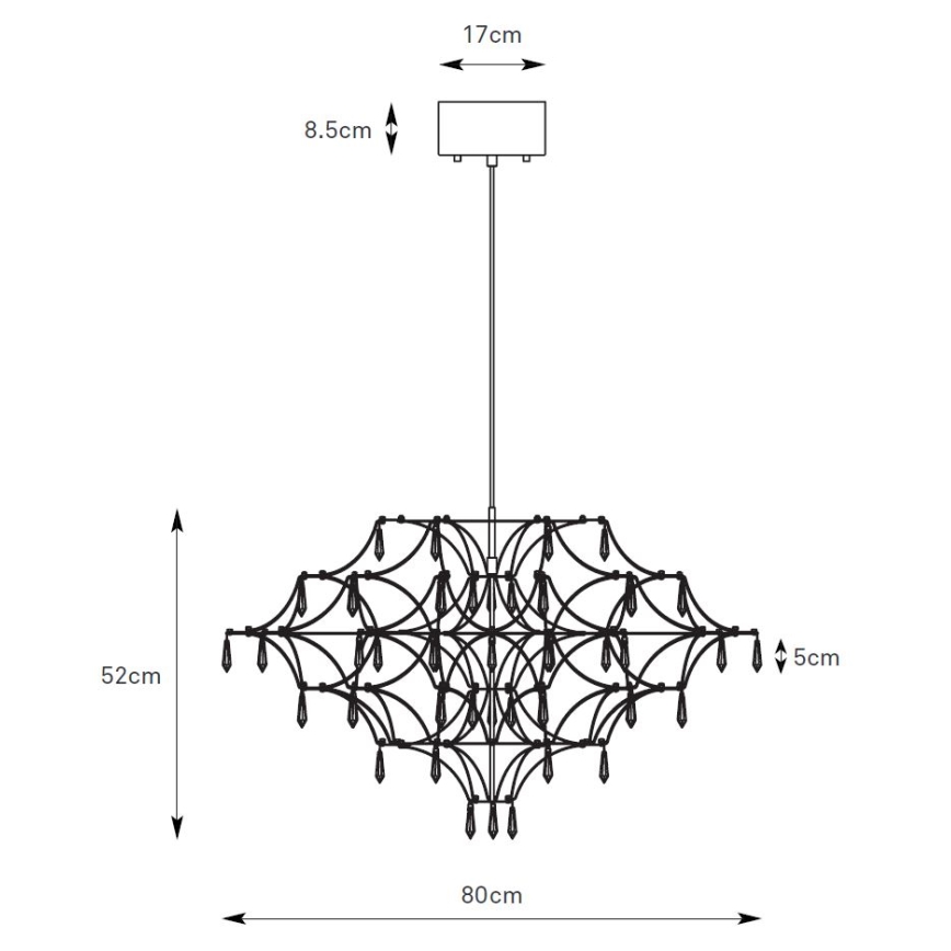 Markslöjd 108870 - LED Himmennettävä kristallikruunu narussa EFESOS LED/25W/230V halkaisija 80 cm