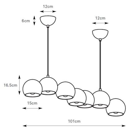 Markslöjd 108914 - CUPOLO-riippuvalaisin kaapelilla 7xE14/40W/230V, harmaa