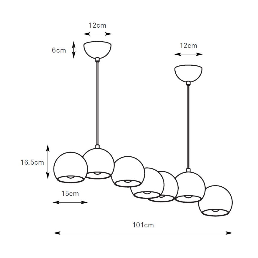Markslöjd 108914 - CUPOLO-riippuvalaisin kaapelilla 7xE14/40W/230V, harmaa