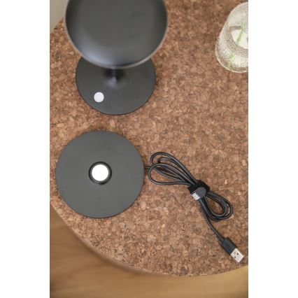 Markslöjd 108918 - LED Himmennettävä ulko ladattava pöytävalaisin PETIT LED/2W/1800 mAh 2200/2700/3000K IP44 musta