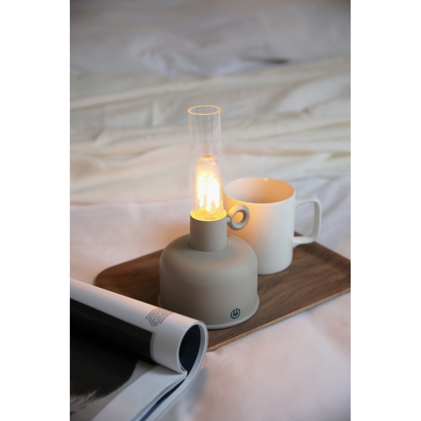 Markslöjd 108921 - LED Himmennettävä ulko ladattava pöytävalaisin ASTRID LED/2W/1200 mAh IP44 harmaa