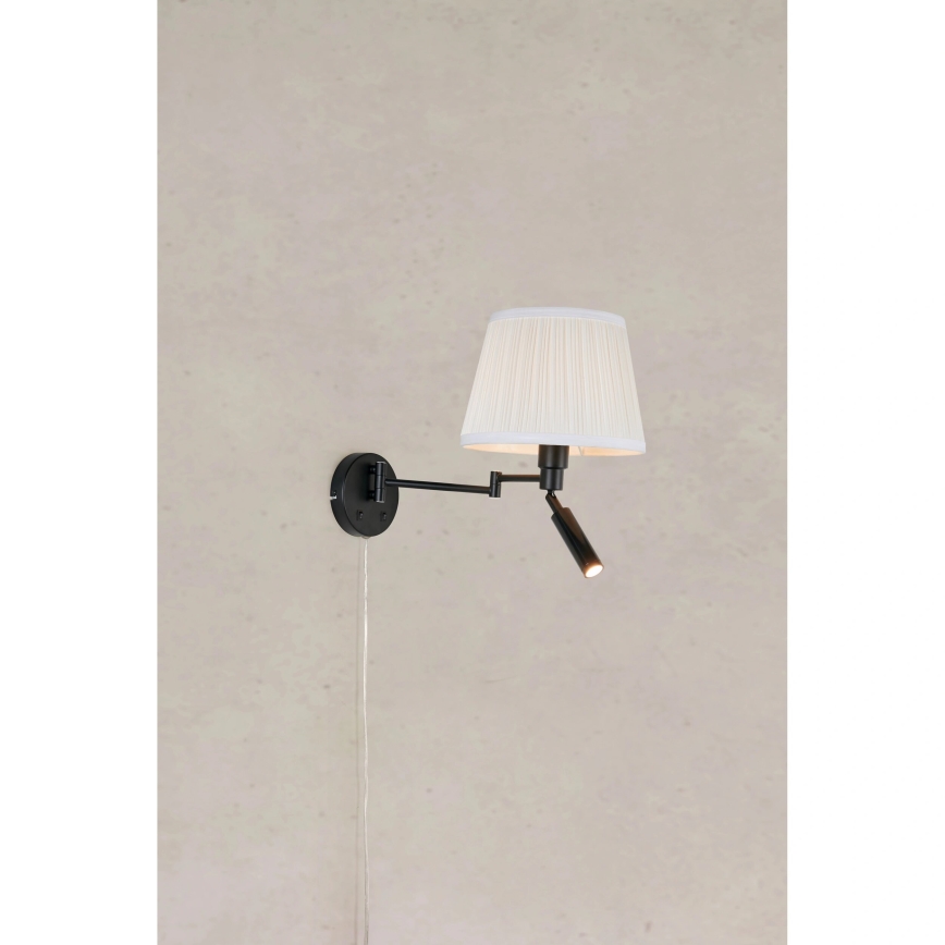 Markslöjd 109016 - LED-seinävalaisin PIVOT 1xE27/40W/230V + LED/4W kerma/musta