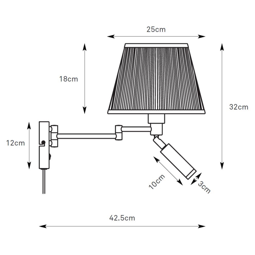 Markslöjd 109016 - LED-seinävalaisin PIVOT 1xE27/40W/230V + LED/4W kerma/musta