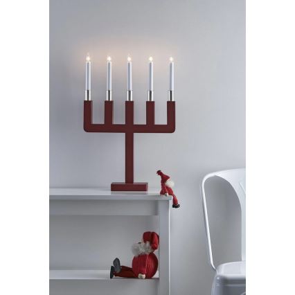 Markslöjd 704220 - Joulukynttilänjalka SUNDSTOORP 5xE10/3W/230V punainen