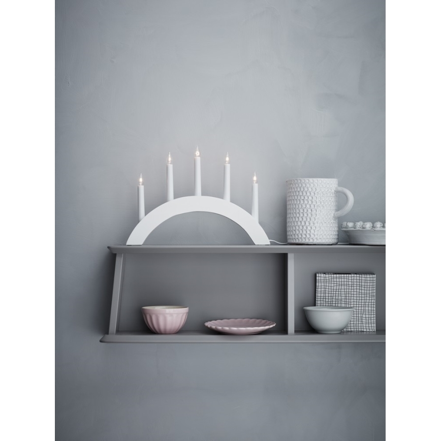 Markslöjd 704469 - Joulukynttilänjalka ATLE 5xE10/3W/230V valkoinen