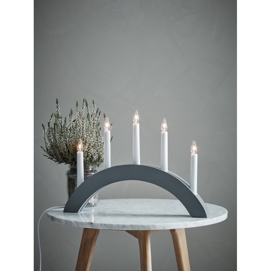 Markslöjd 704470 - Joulukynttilänjalka ATLE 5xE10/3W/230V harmaa