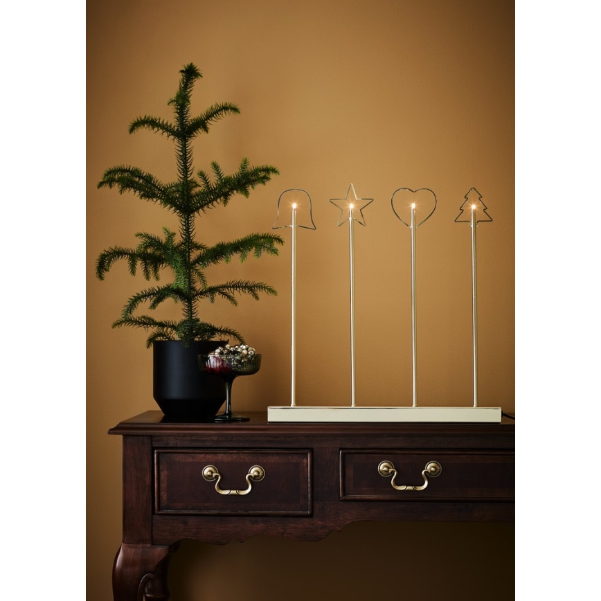 Markslöjd 705254 - Joulukynttilänjalka GINGER 4xE5/0,8W/230/12V messinki