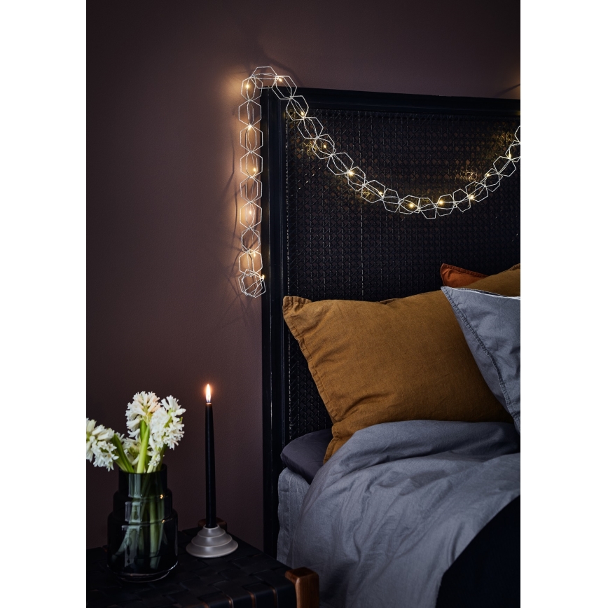 Markslöjd 705753 - LED-koristeketju SERVE LED/3xAA 1,9m hopea