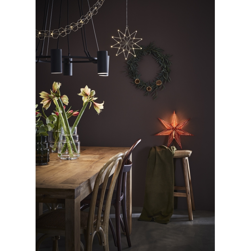 Markslöjd 705807 - Joulukoriste EMBLA 1xE14/6W/230V halkaisija 45 cm punainen