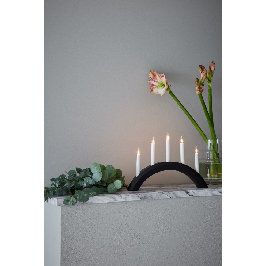 Markslöjd 705955 - Joulukynttilänjalka AVENTO 5xE10/3W/230V musta