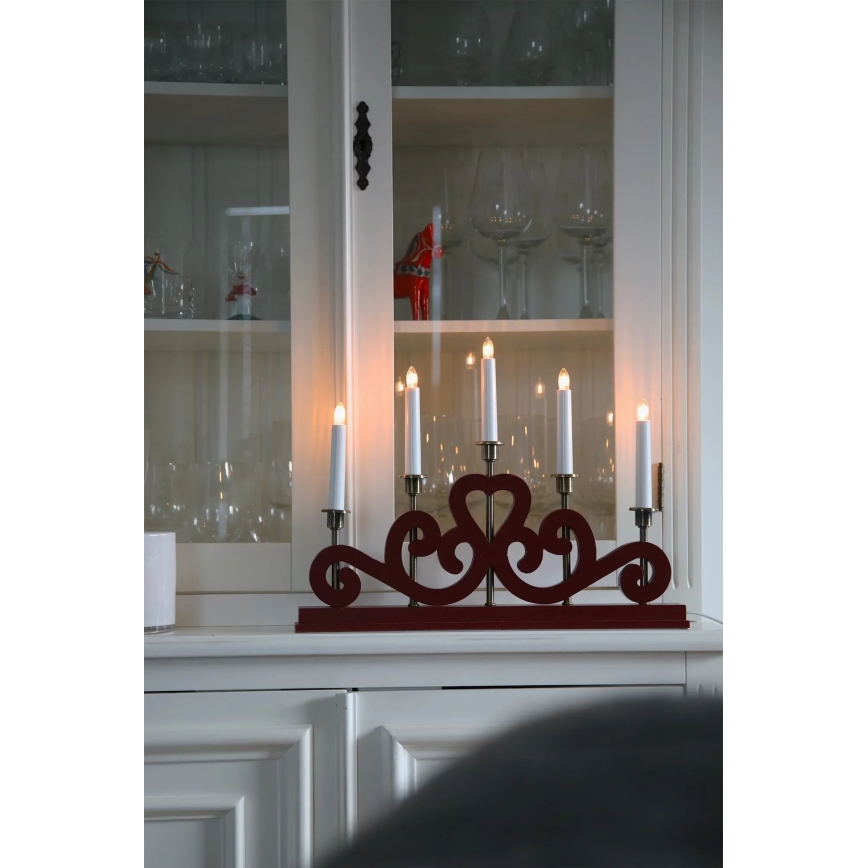 Markslöjd 706211 - Joulukynttelikkö ENEBY 5xE10/3W/230V punainen/messinki