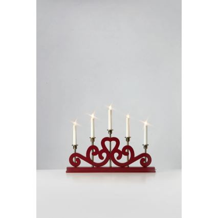 Markslöjd 706211 - Joulukynttelikkö ENEBY 5xE10/3W/230V punainen/messinki
